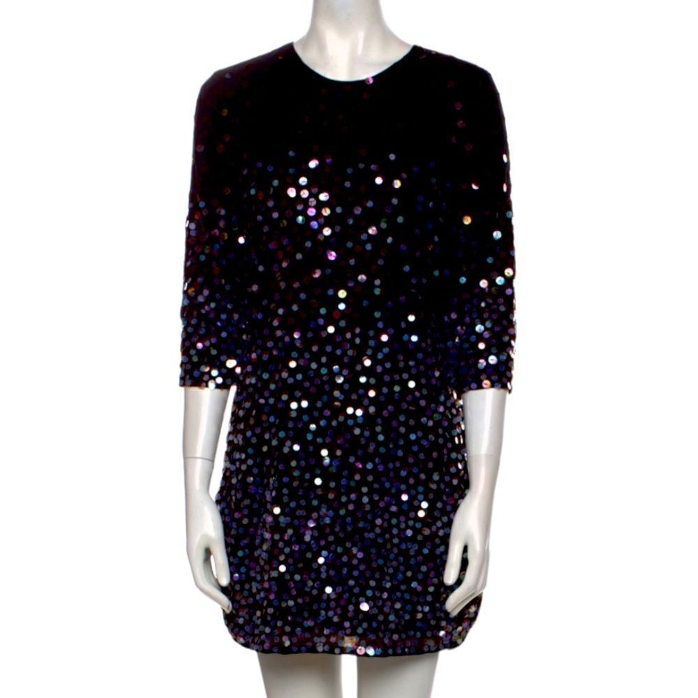 PARKER Black Shift Dress with Beads & Sequins